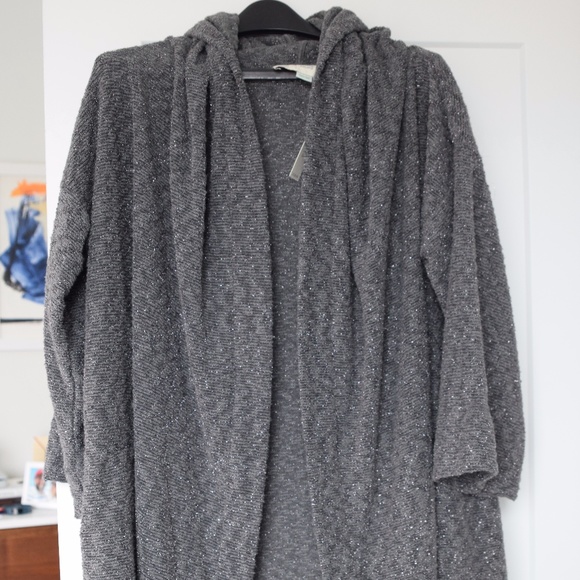 NWT Anthropologie Dark Gray Metallic Sweater XS/S
